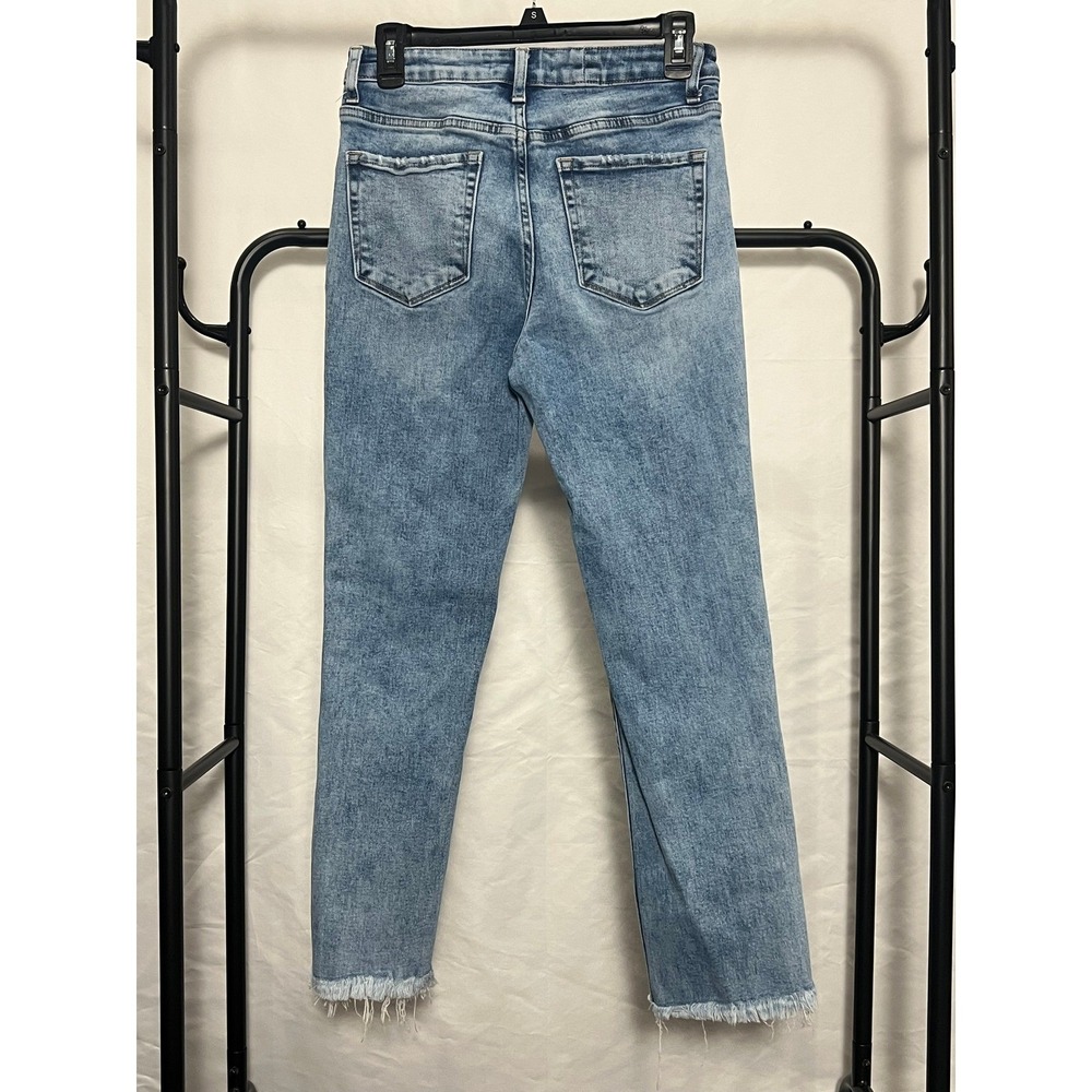 VERVET Distressed Light Wash High Rise Straight Leg Denim Size 27 - Picture 3 of 4